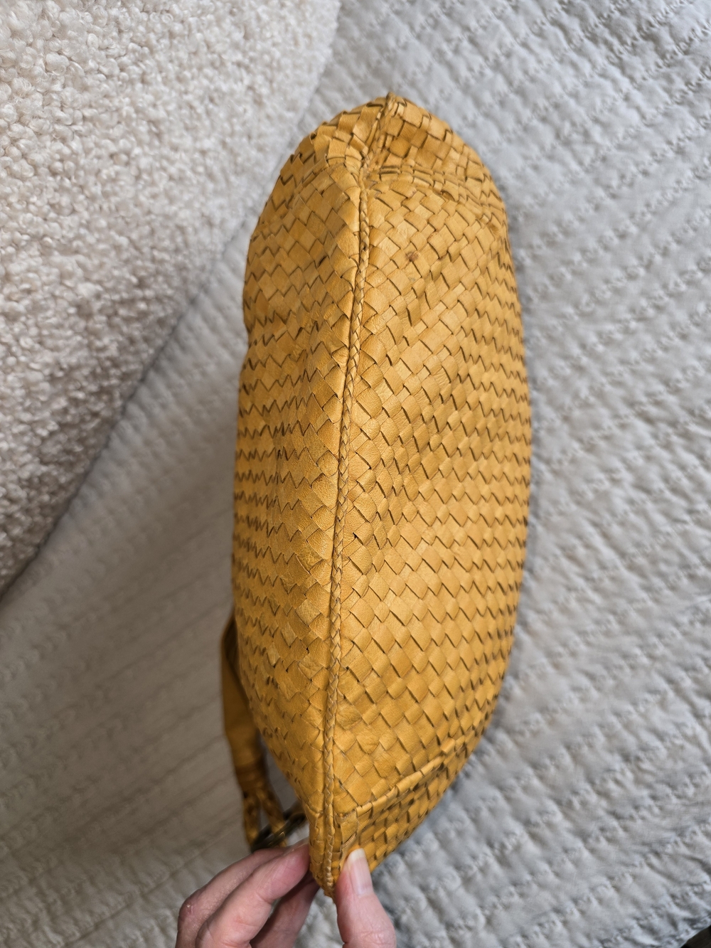 Elliott Lucca Woven Mustard Leather Hobo Bag - Picture 8 of 12